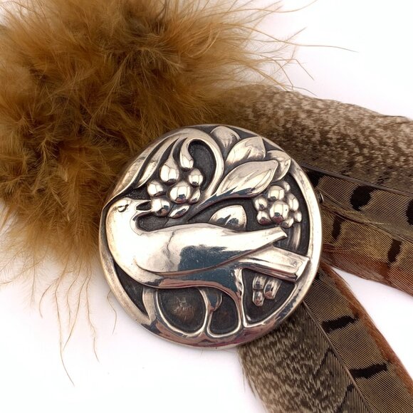 Georg Jensen Bird With Berries Sterling Silver #175 Brooch Denmark J904